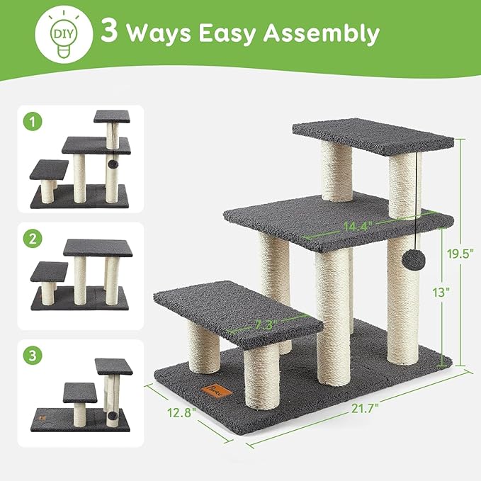 Escalera y rascador para gatos y perros pequeños gris miniatura 5