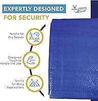 Vista 4 de Lona impermeable de 8 x 10 pies, reversible de servicio medio, azul/plateado, multiusos para interiores y exteriores, carpas, cubierta de madera