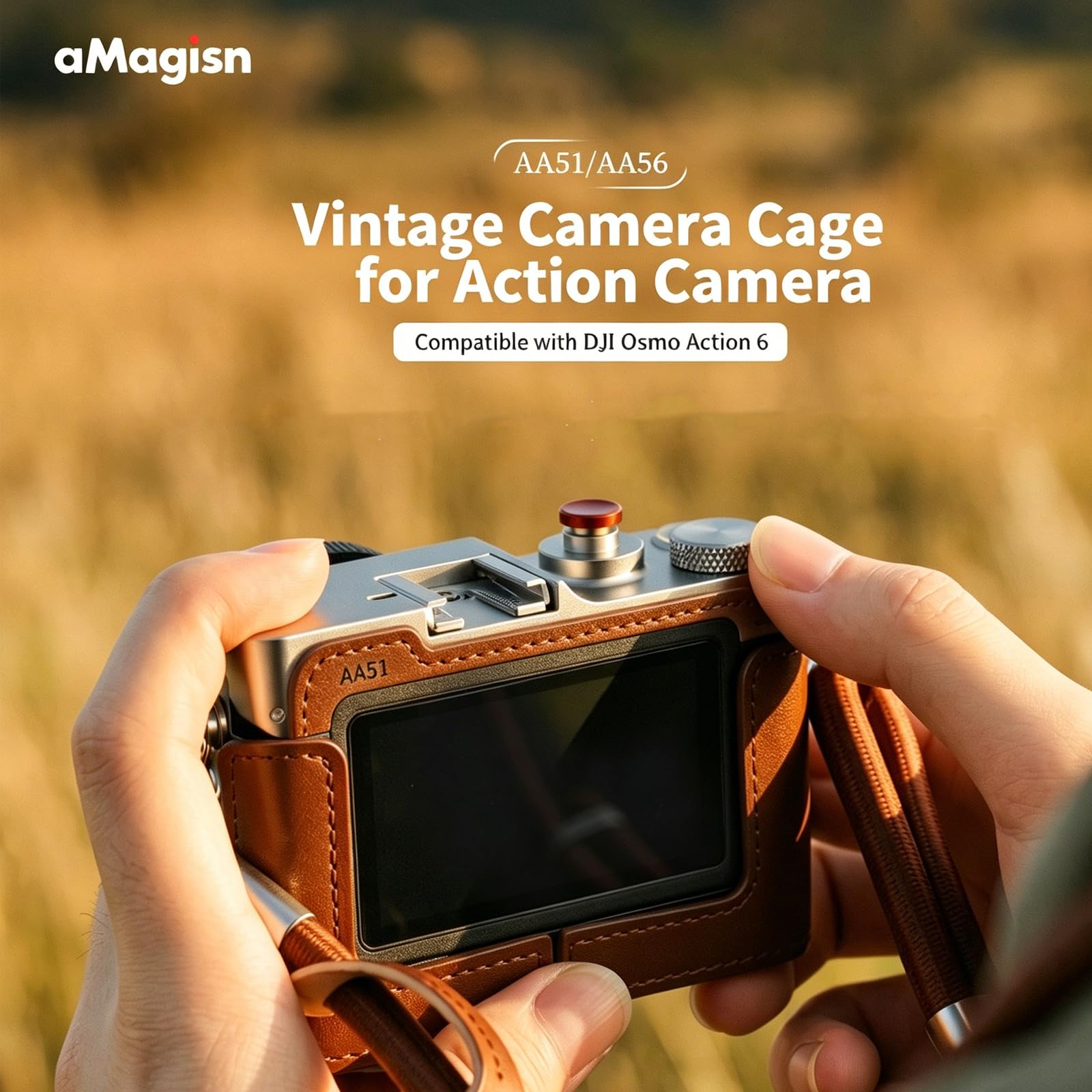 Jaula Estructura para dji Osmo Action 6, Kit de empuñadura Vintage fotografía Urbana Empuñadura cámara Accesorios de protección para dji Osmo Action 6