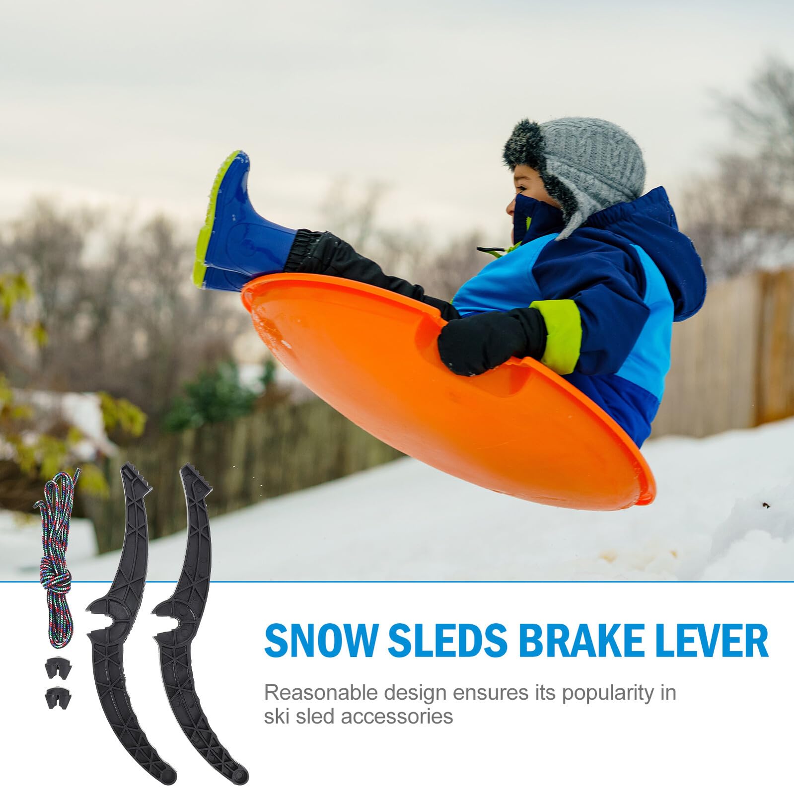Gatuida Maniglia del Freno Snowboard Antiscivolo con Cordino Accessorio per Slitta da Neve Leva Freno Tavola da Sci Sicurezza E Facilità di Installazione