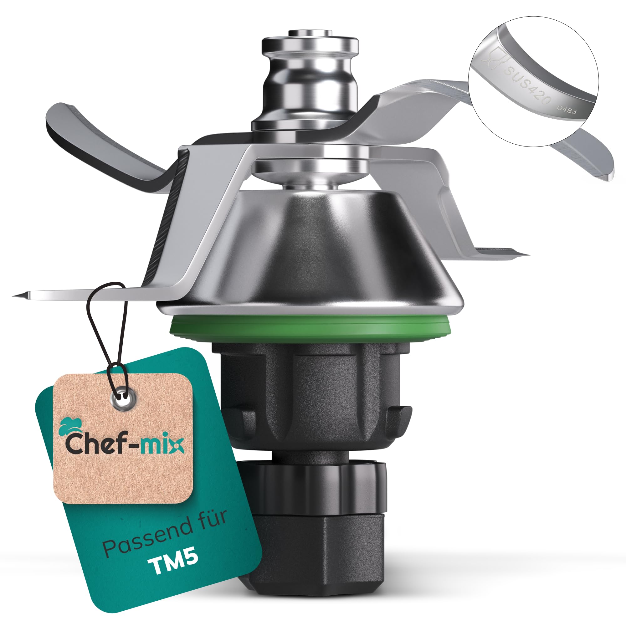 Mixmesser Ersatz für Vоrwerk Thermоmix Messer TM5 - Ersatzmesser aus Edelstahl mit Dichtring - Zubehör für TM5 Küchenmaschine