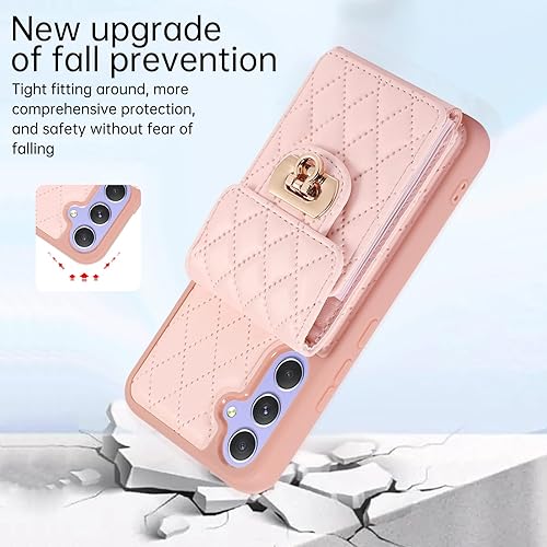 Miniatura 6 de XYX Wallet Case for Samsung Galaxy A54 5G, Crossbody Strap PU Leather Accordion Organizer Card Holder Protective Case with Adjustable Lanyard, Pink