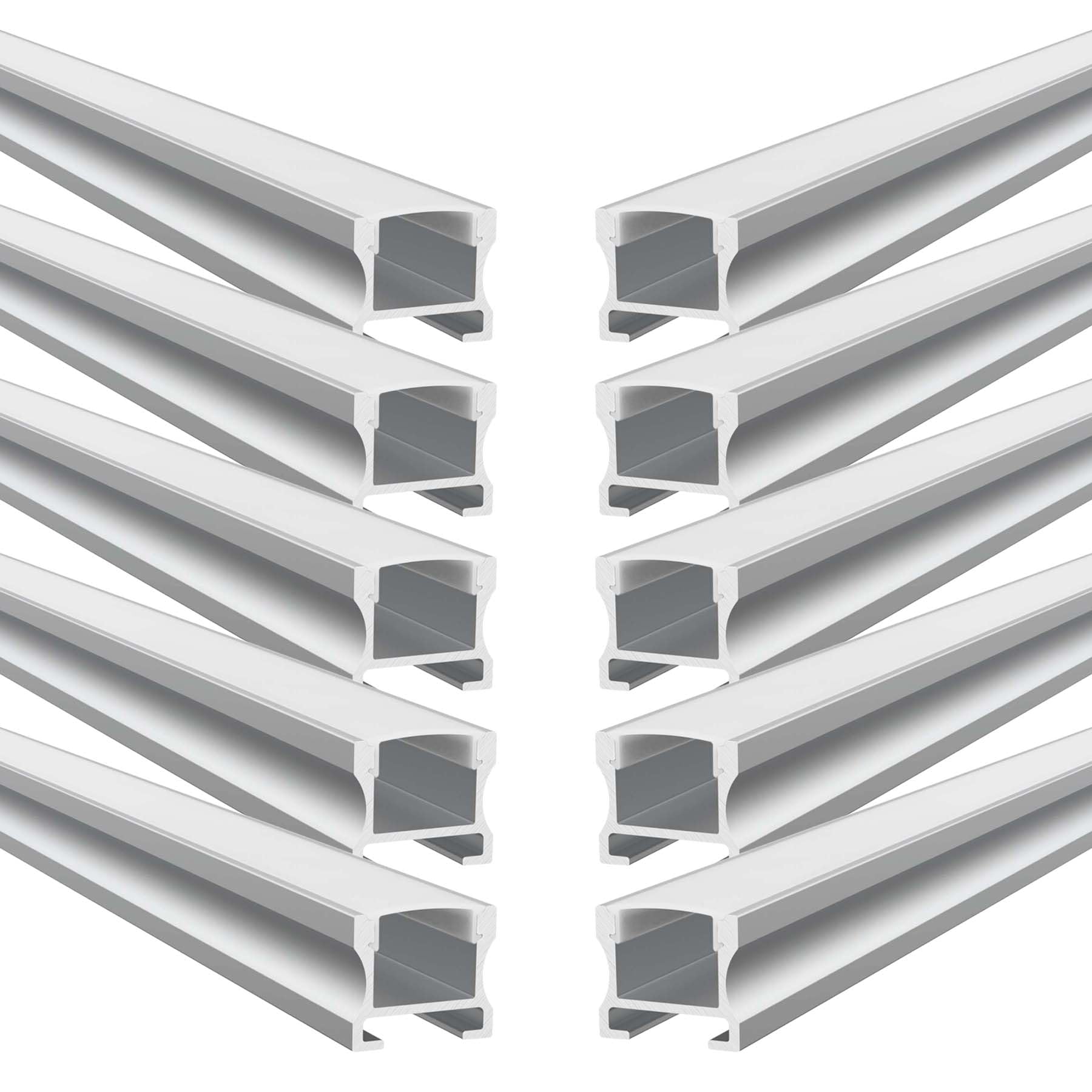 G.W.S® Surface Mounted LED Profile, Invisible Brackets, 10-Pack Aluminium Channel for LED Strip Light, 1 Metre 17mmx14.3mm (571) — image 1