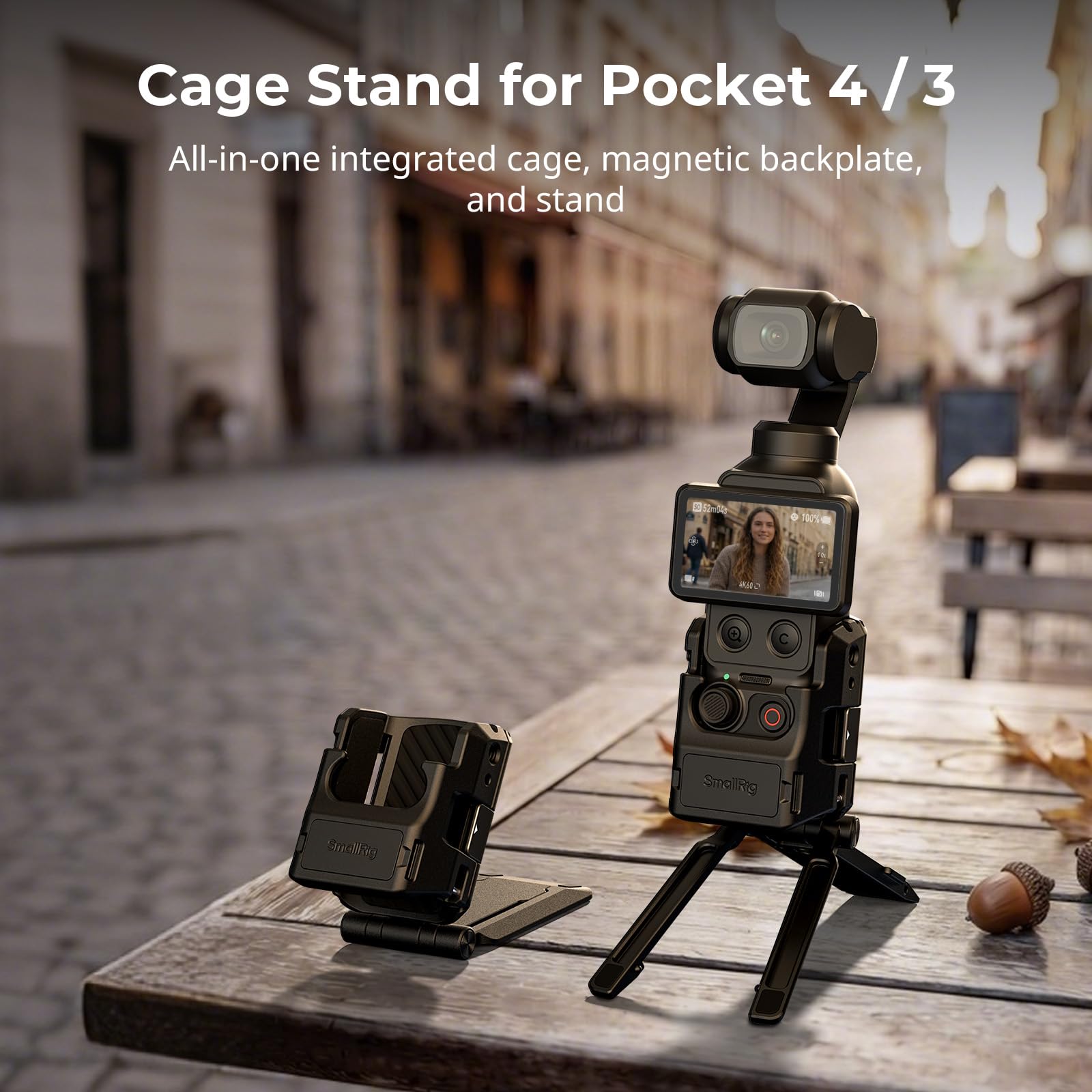 SMALLRIG Magnetischer Stativständer für DJI Osmo Pocket 4/3, 270° Verstellbarer Magnetadapter, 1/4"-20-Gewindebohrungen, Arca-Swiss, Tisch-Vertikalhalterung -6003