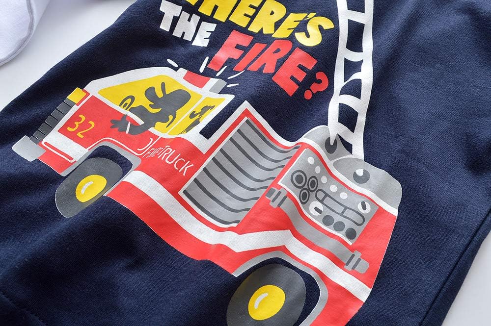Fire Truck Shirts Kids Toddler Boys Long Sleeve T Shirt Navy - Image 4