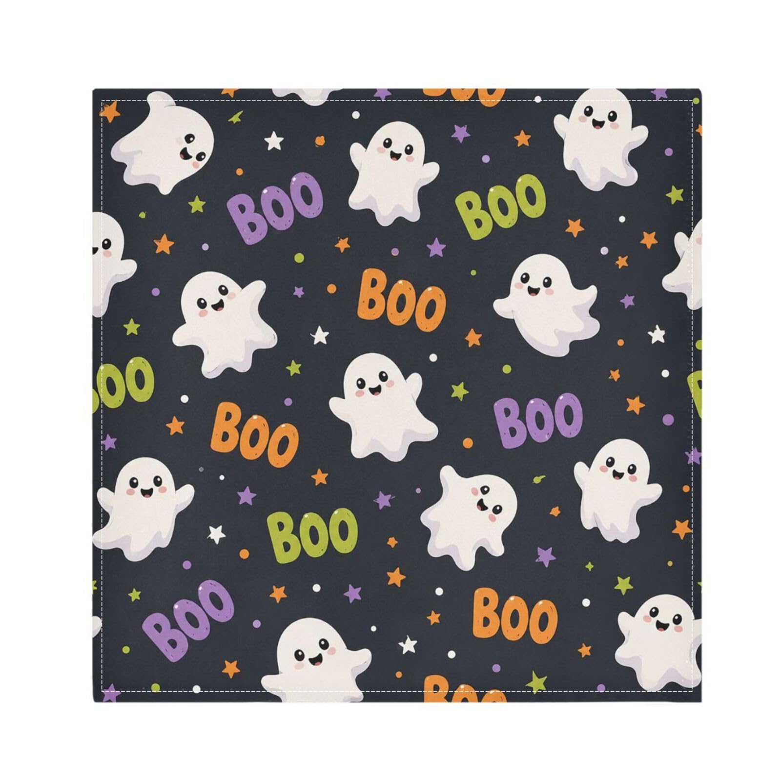 Ttgoth Halloween Boo Cloth Napkin Set of 6 Washable & Reusable Dinner Napkins for Dining Table, Banquets, Wedding, Party, 50x50 cm