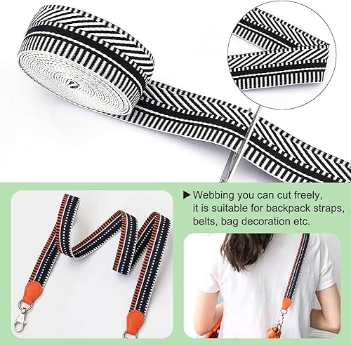 Miniatura 4 de BENECREAT Correa de tela jacquard de poliéster de 5 yardas, correa de cincha de 1-1/2 pulgadas, patrón de rayas, cinta tejida para accesorios de
