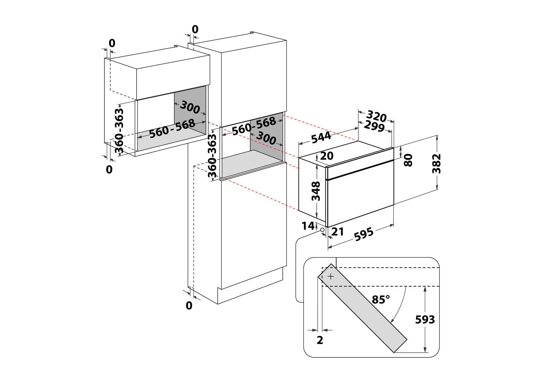 Bauknecht BMN1O2BK Einbau-Mikrowelle Schwarzes Glas