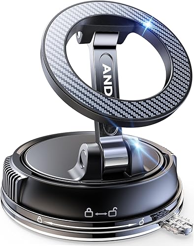 ANDERY Car Phone Holder for Magsafe [78+LBS Strongest Suction & 2400gf Strongest Magnetic] 360° Adjustable Car Phone Mount, Phone Holders for Your Car for iPhone 17-12 & All Phones, Father Gifts