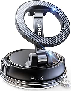 ANDERY Car Phone Holder for MagSafe - 78+LBS Suction & 2400gf Magnetic, 360° Adjustable, Carbon Fiber