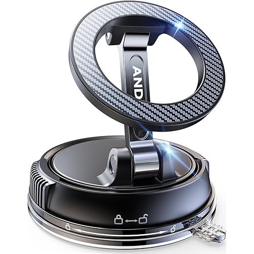 ANDERY Car Phone Holder for Magsafe [78+LBS Strongest Suction & 2400gf Strongest Magnetic] 360° Adjustable Car Phone Mount, Phone Holders for Your Car for iPhone 17-12 Pro Max Air Plus (Carbon Fiber)