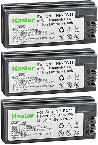 Kastar Paquete de 3 baterías NP-FC11 de 3,7 V 1100 mAh de repuesto para Sony Cybershot DSC-P5, Cybershot DSC-P7, Cybershot DSC-P8, Cybershot