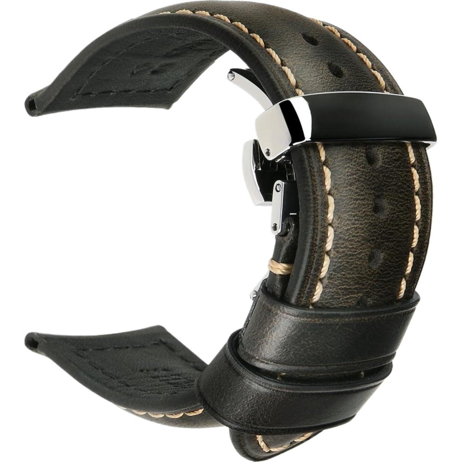 Bracelet montre cuir 20mm étanche à l'huile et ultra souple