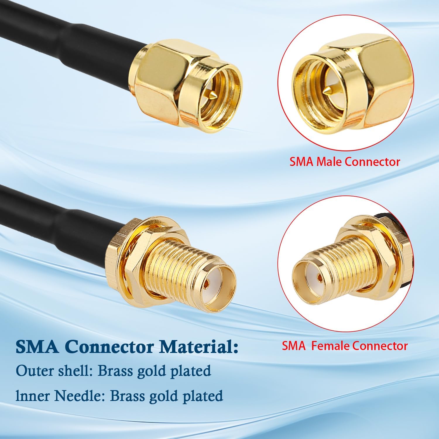 XRDS -RF Câble d'extension SMA mâle vers SMA femelle RG316 SMA pour routeur 4G LTE récepteur cellulaire SDR USB