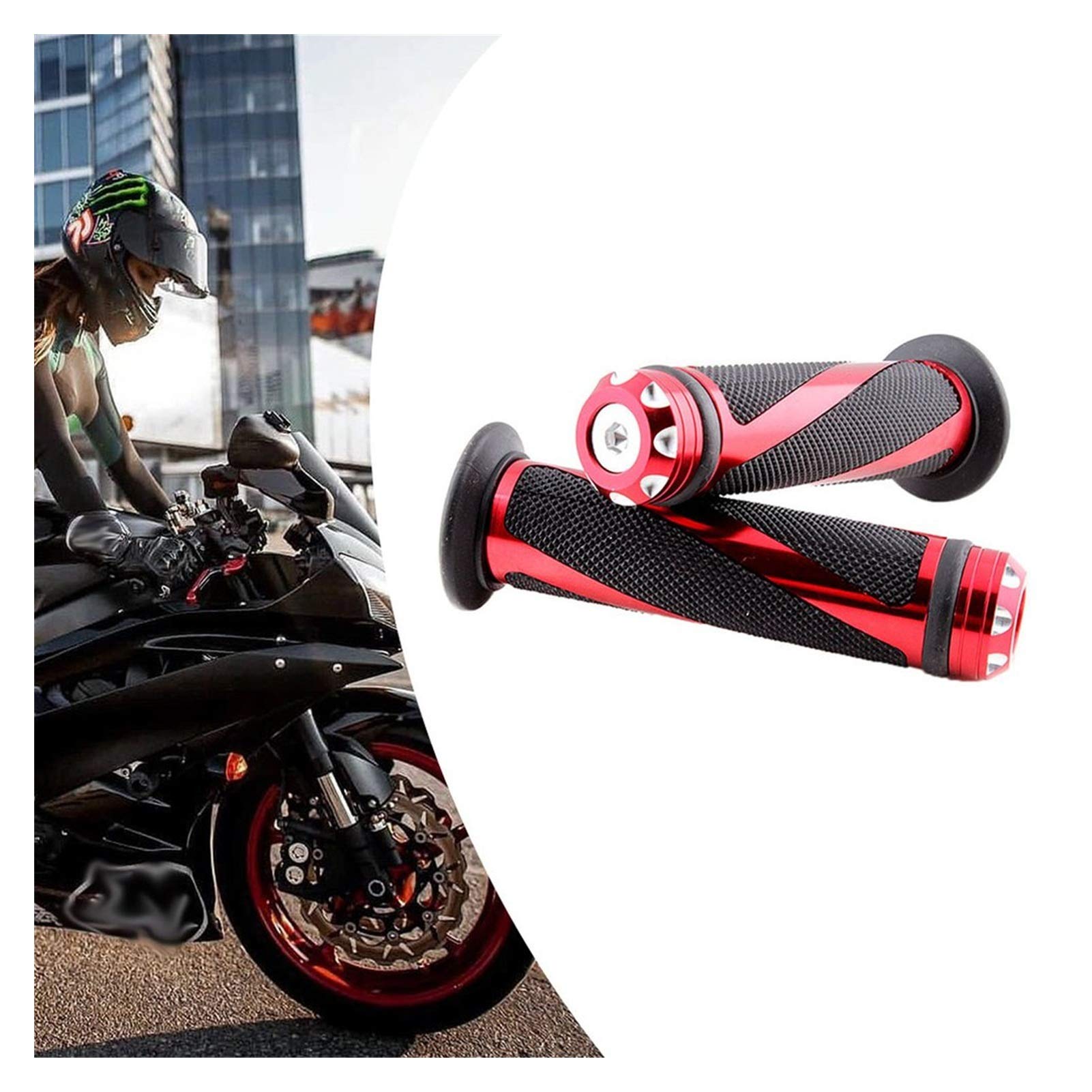 Poignées De Guidon Moto Universelles 7/8" (22 Mm) - Alliage Aluminium Et Gel, Antidérapantes, Couleur Au Choix - 14