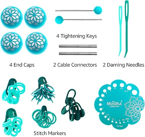 Miniatura 4 de KnitPro Mindful Hope - Juego de agujas de tejer circulares de 5 pulgadas, tamaño 2.5, 3, 4, 5, 6, 7, 8 intercambiables, 3 cables, 2 conectores,