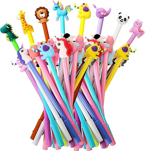 Zonon 128 bolígrafos de tinta de gel de dibujos animados de 0.020in, estilos surtidos, papelería para oficina, escuela, estudiantes, niños, regalo,