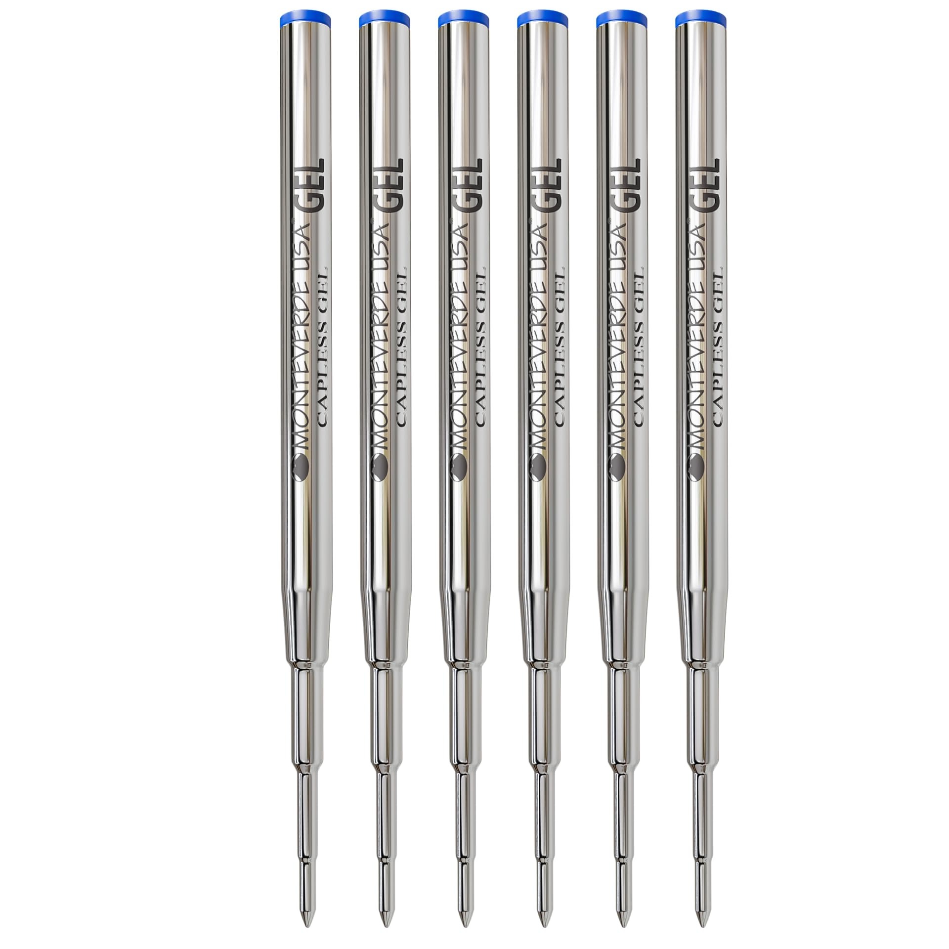 Monteverde USA Capless Gel Refills to Fit Montblanc Ballpoint Pens, Medium Point, Blue Ink, 6-Pack – Smooth and Vibrant Writing Performance