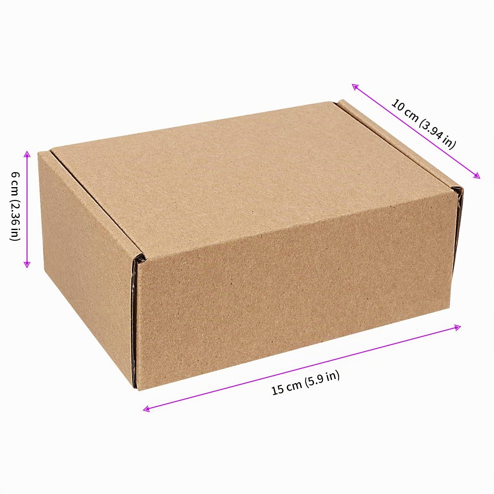 JEUIHAU Confezione da 50 scatole di cartone ondulato, 15 x 10 x 6 cm, piccole scatole di cartone marrone per spedizione, spedizione, imballaggio, spedizione