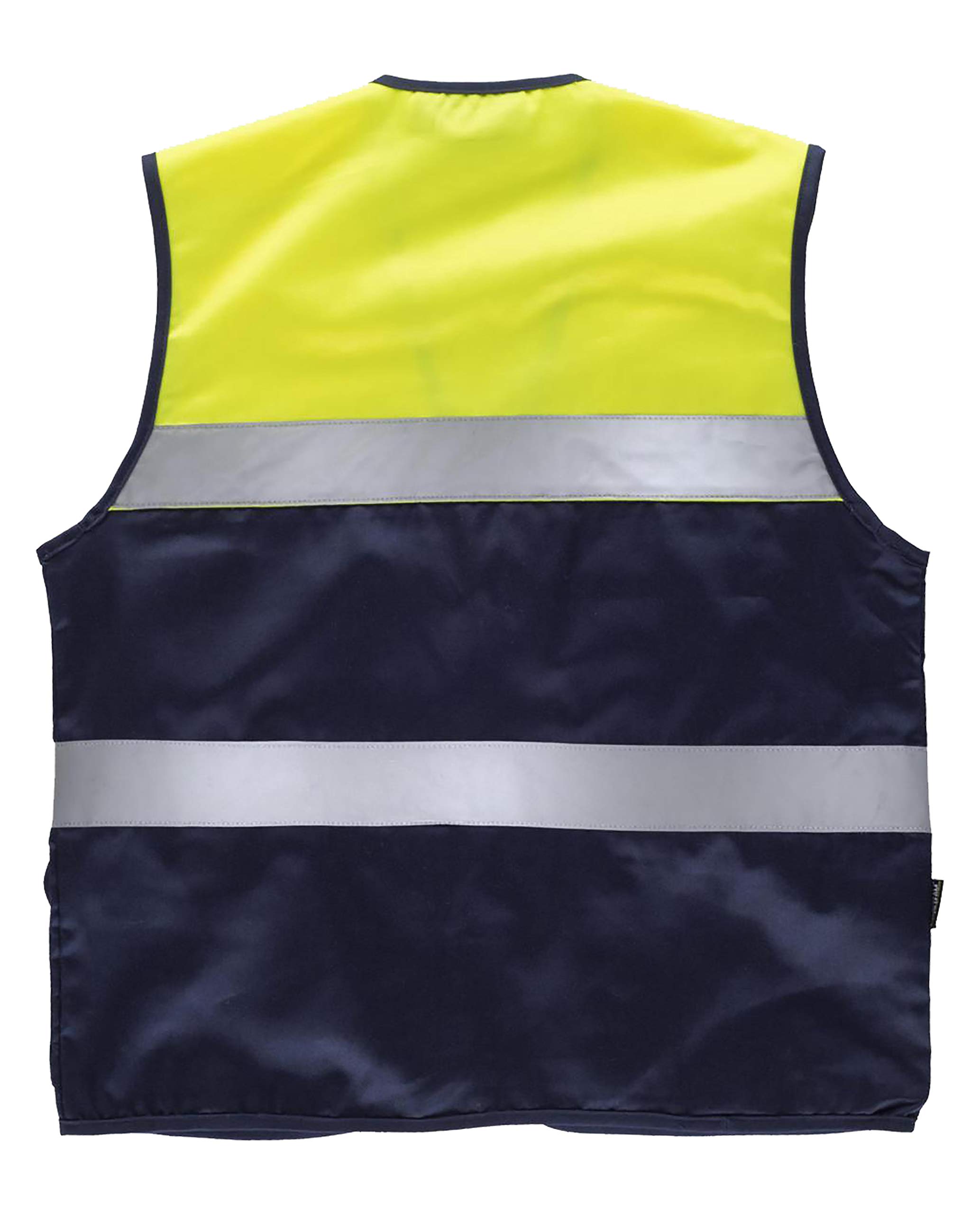 WORKTEAM Chaleco de Trabajo, Tipo Safari, Alta Visibilidad con 2 Cintas Reflectantes, Multibolsillos. Unisex
