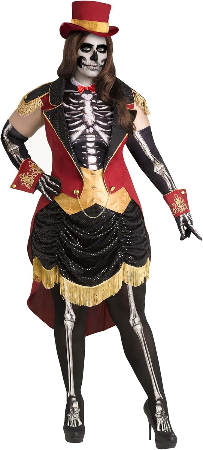 Plus Size Skeleton Ringmistress Women's Costume | Scary Plus Size Costumes 2X Multicolored