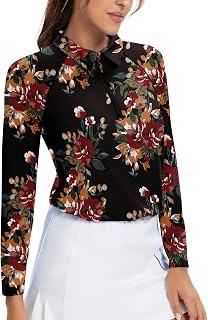 Womens Long Sleeve Golf Shirts Half Zip Moisture Wicking Print Golf Tops Tennis Shirts(XS-3XL)