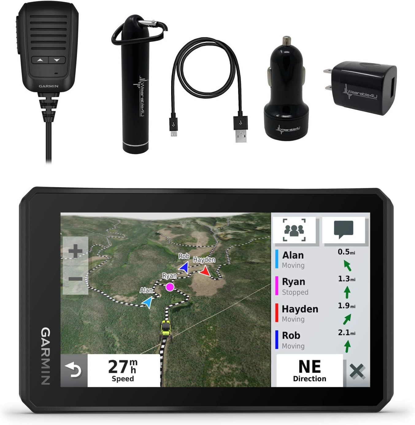 Wearable4U - Garmin Tread Powersport Offroad Navigator with Group Ride Radio and Power Pack Bundle