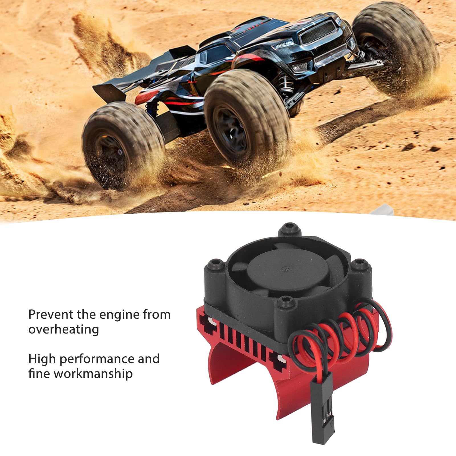 flexman RC Motor Cooling Fan, Aluminum Alloy RC Car Motor Fan, Strong Heat Dissipation Heatsink Fan for 1/18 Remote Control Car (Red)