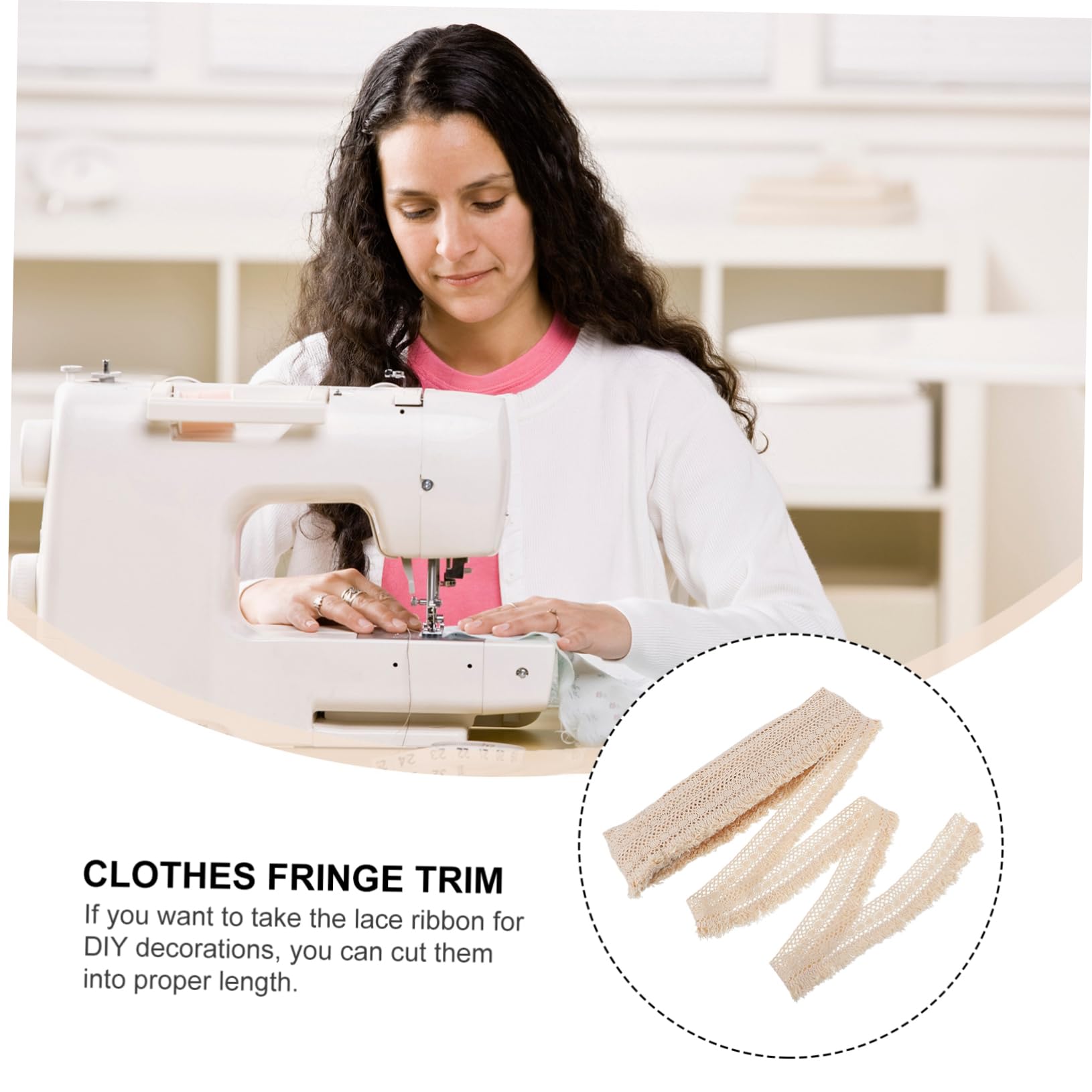 DOITOOL 3 Piezas Cinta de Encaje de Algodón con Flecos para Manualidades Ribete Decorativo para Ropa y Cortinas de Yardas Material para Proyectos Diy y Decoración de Hogar