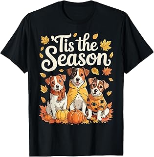 Tis The Season Jack Russell Terrier Fall Autumn Pumpkin Dog T-Shirt