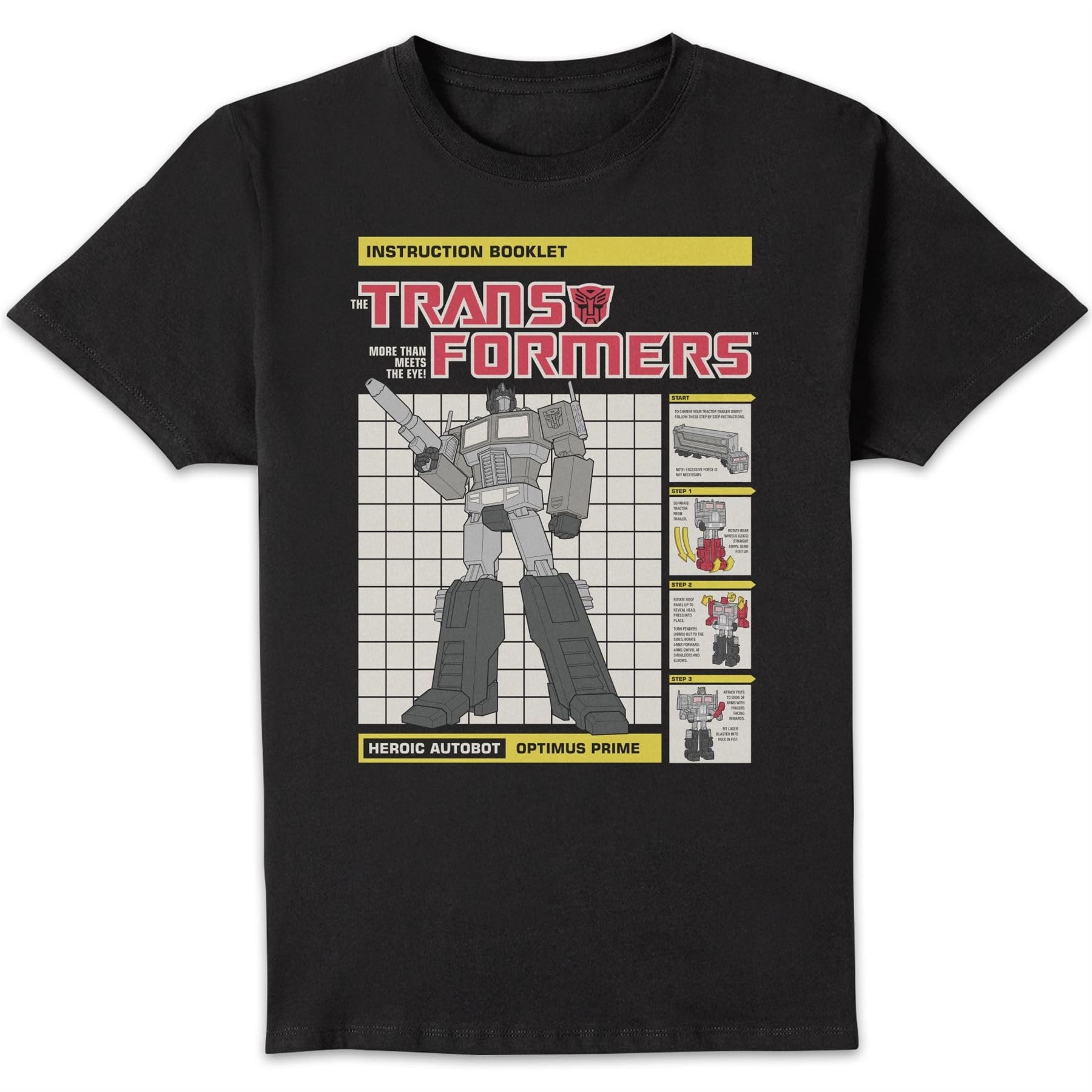 Zavvi Unisex Black Transformers Optimus Prime Instructional Men's T-Shirt - L