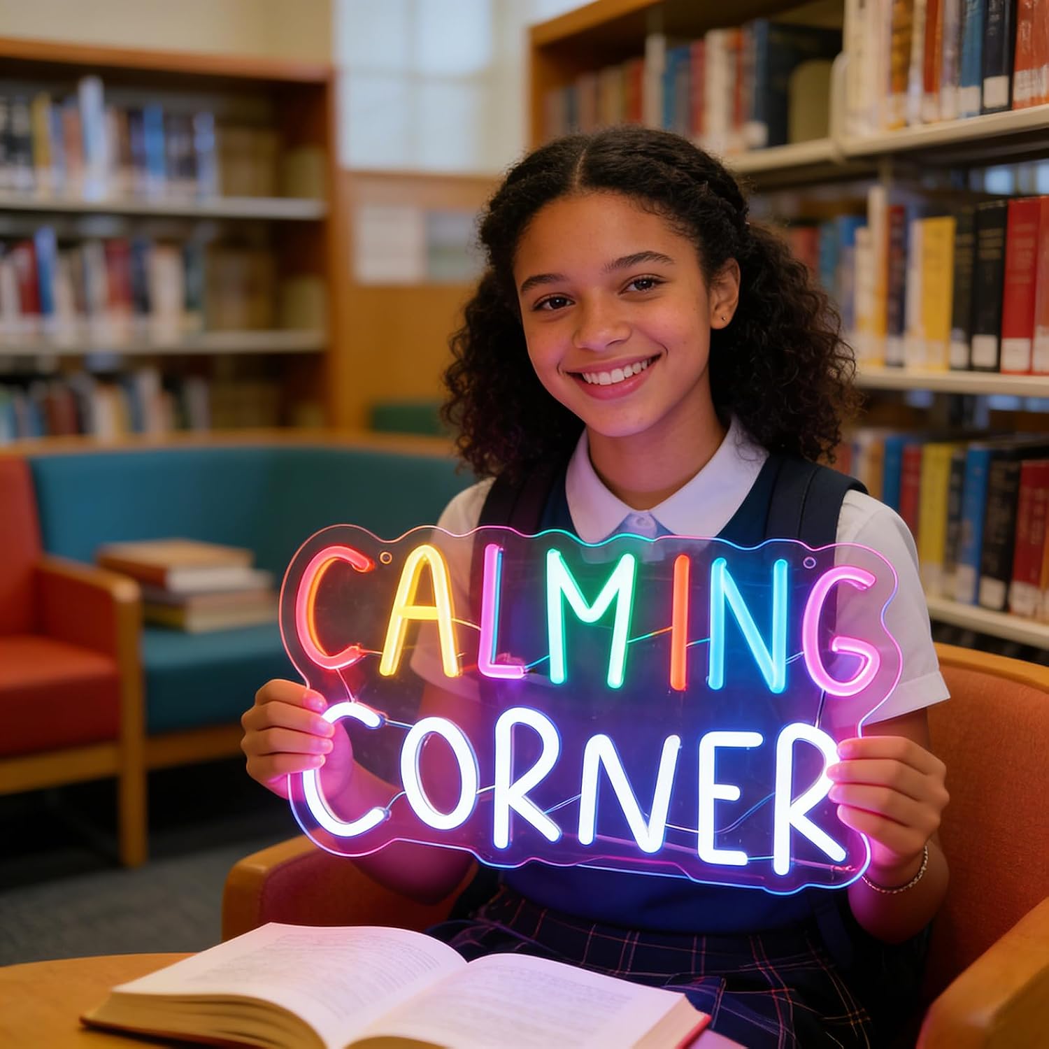 Calming Corner Neon Sign for Wall Decor, Calm Down Corner Supplies image 2