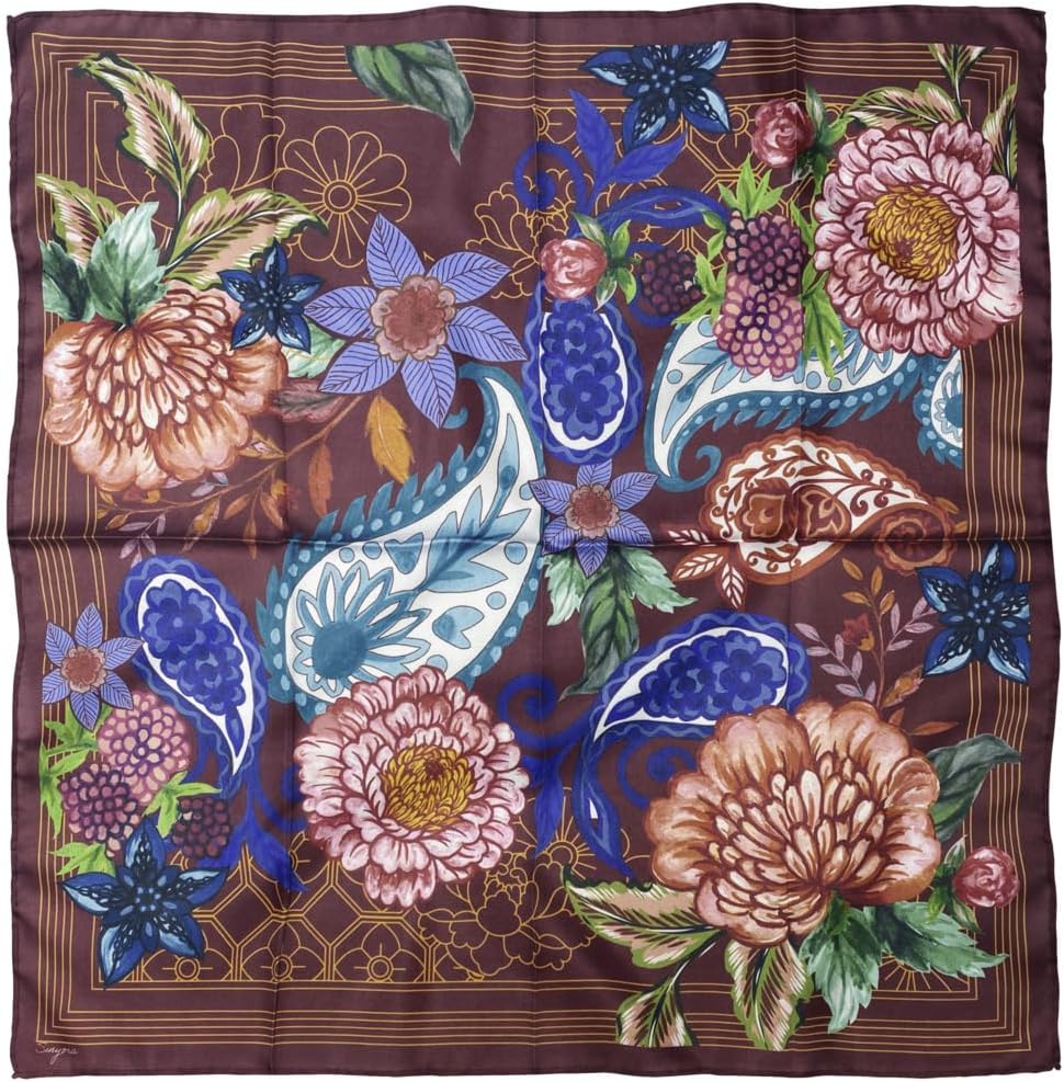 Square Scarf Bandana Shawl Pattern 28x28 in Polyester Head Neck Hair Accessory for Women - Burgundy