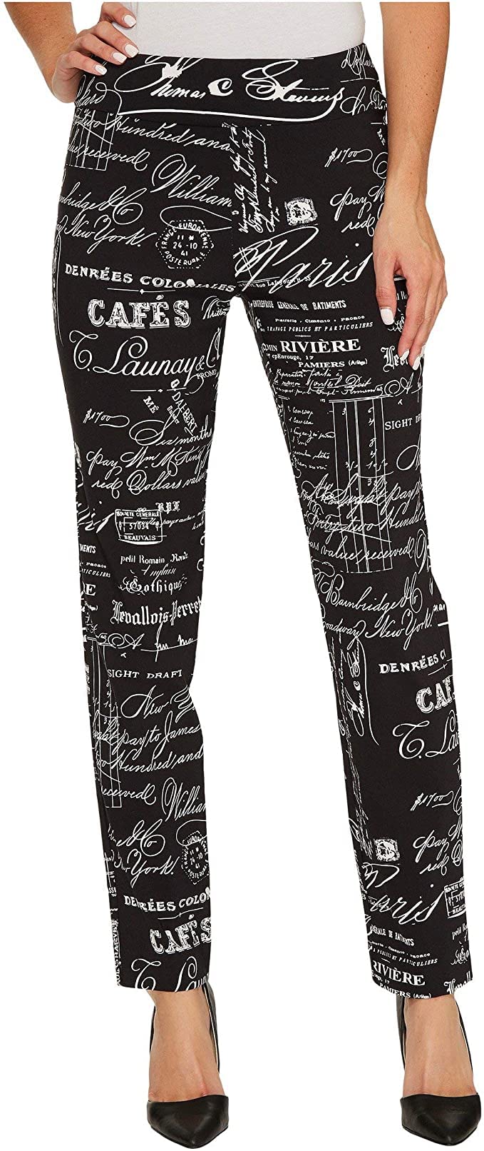 Krazy Larry Pull-On Ankle Pants French News Black 12 28