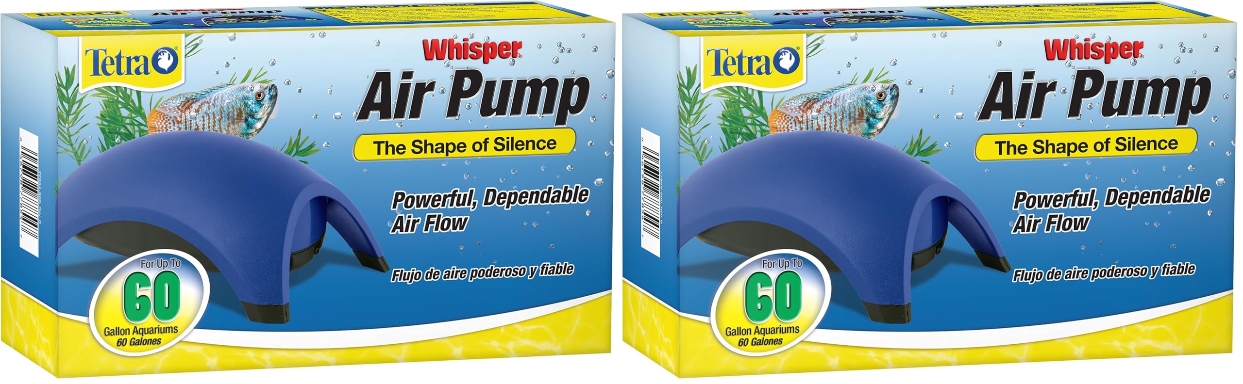 Tetra Whisper Air Pump 40 to 60 Gallons, for Aquariums, Powerful Airflow, Non-UL Listed,Blue (Pack of 2)