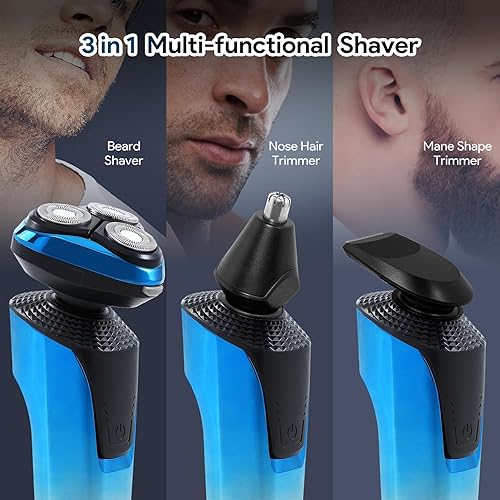 Miniatura 4 de Maquinilla de afeitar eléctrica para hombres, afeitadora eléctrica recargable e impermeable, afeitado en seco y húmedo con barba inalámbrica,