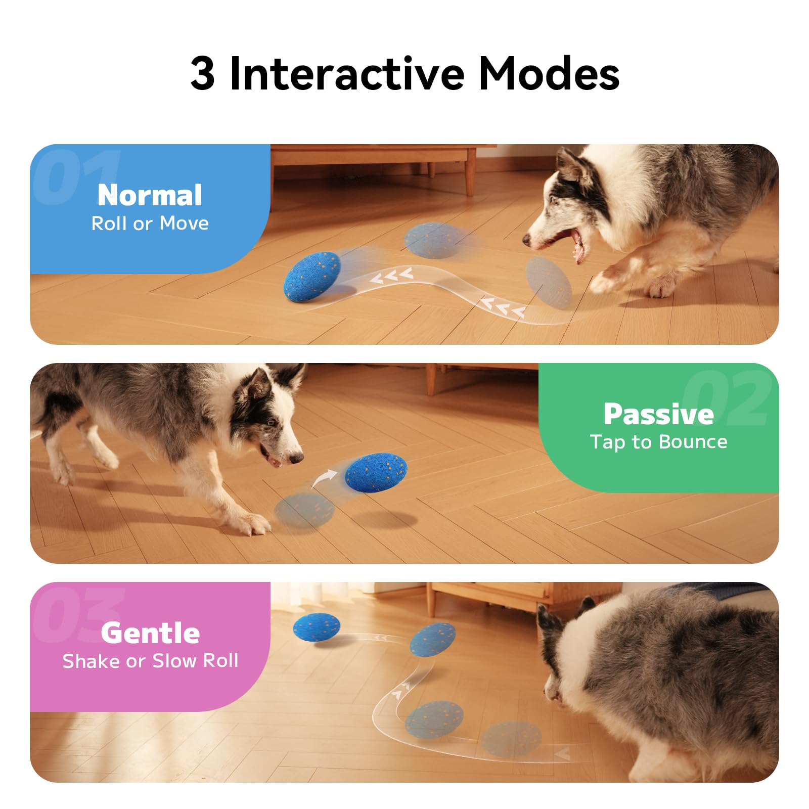 Cheerble Smart Squeaky Dog Ball Toys, Wicked Rugby with 3 Modes, E-TPU & Rechargeable, Interactive Dog Toy Balls - Image 4
