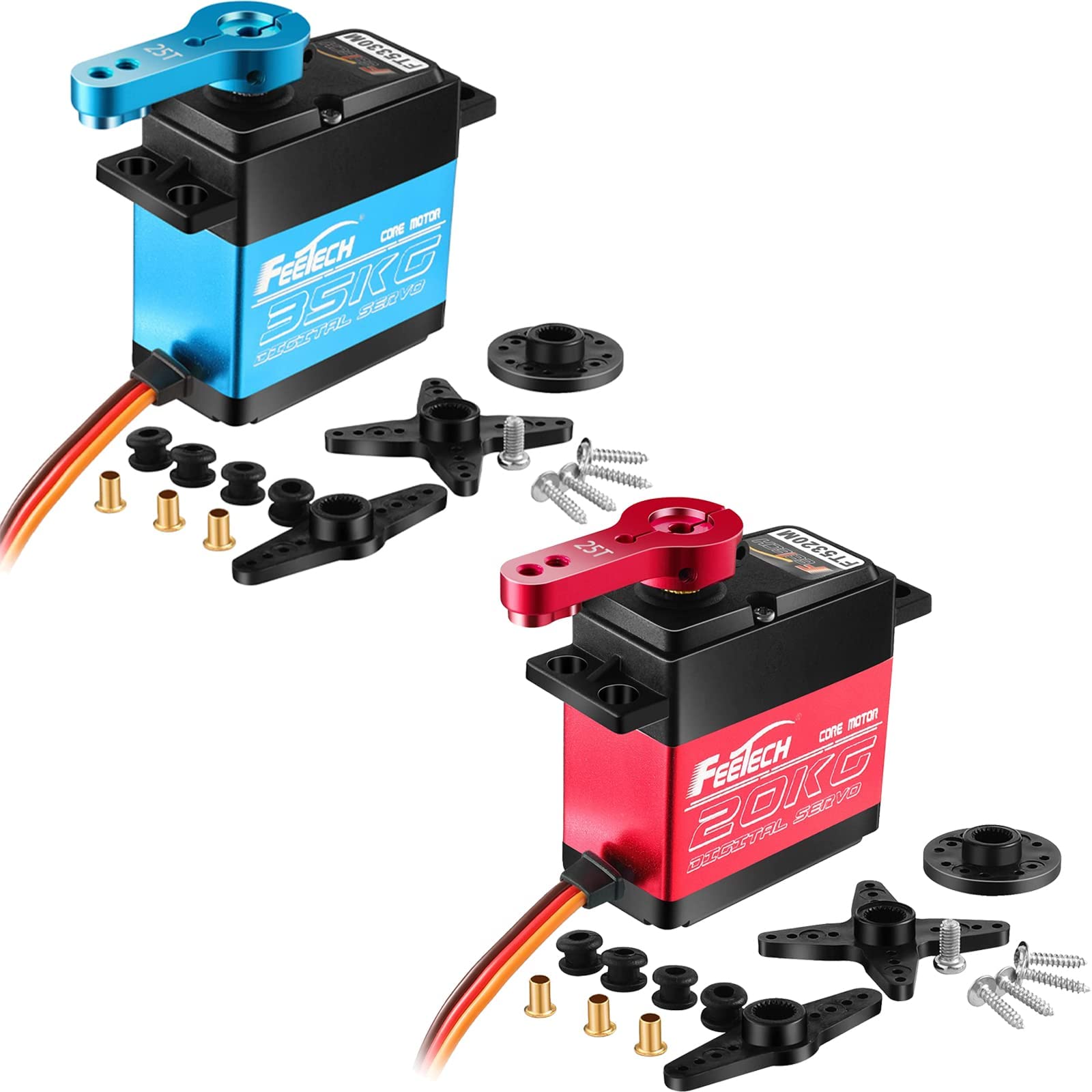 FEETECH35KG and 20KG Servo Motor 7.4V High Voltage Waterproof High Torque RC Servo Full Metal Gear Digital Servo, Control Angle 180° for 1/8 1/10 RC Cars, TRAXXS x4, Baja, RC4WD, GTR and More