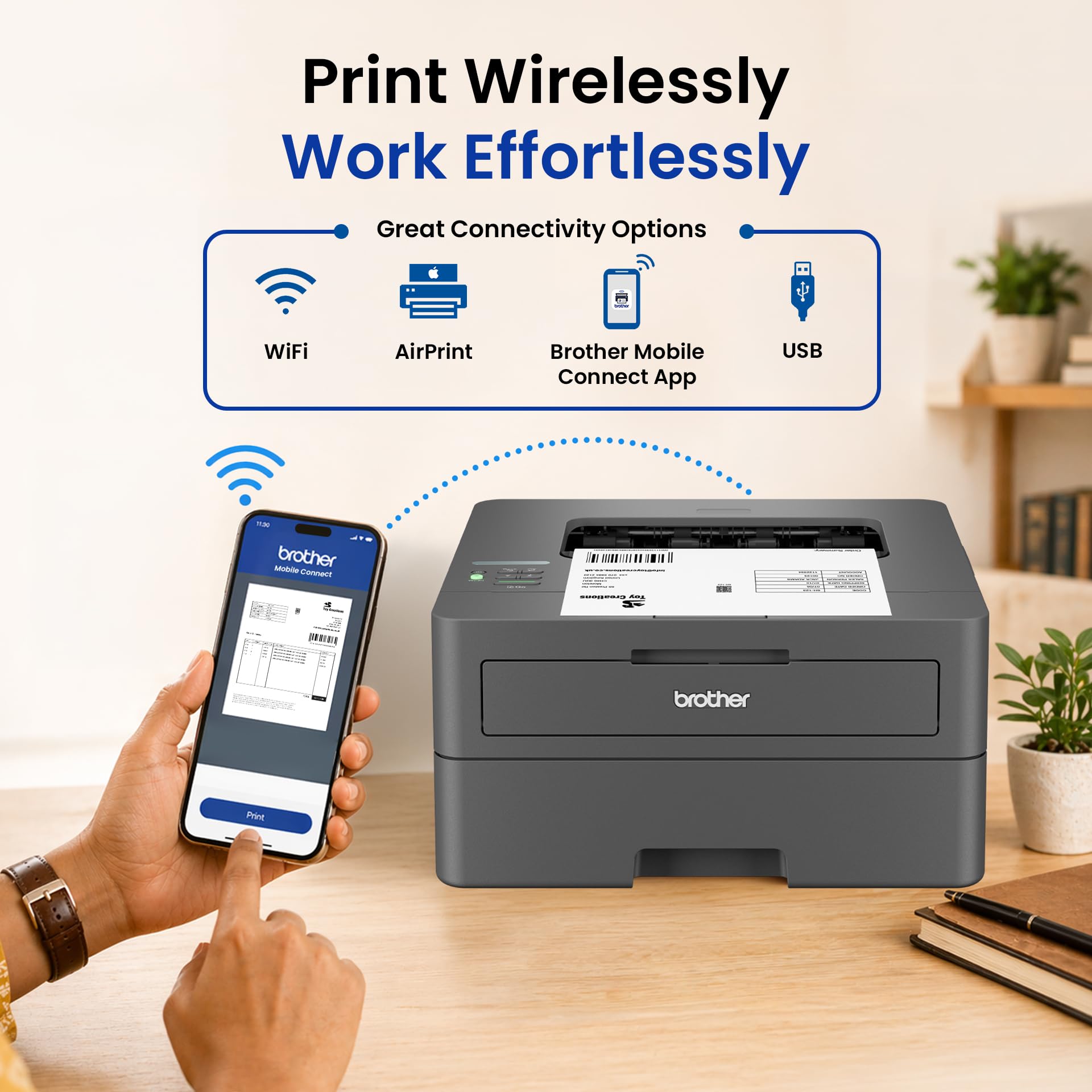 Brother HL-L2440DW (New Launch) Auto Duplex Laser Printer, 30 PPM Print Speed, LCD Display, 64 MB Memory, (WiFi Wireless LAN USB), 250 Sheet Paper Tray, 3000 Pages Inbox Toner, Free Installation — Amazon image 3