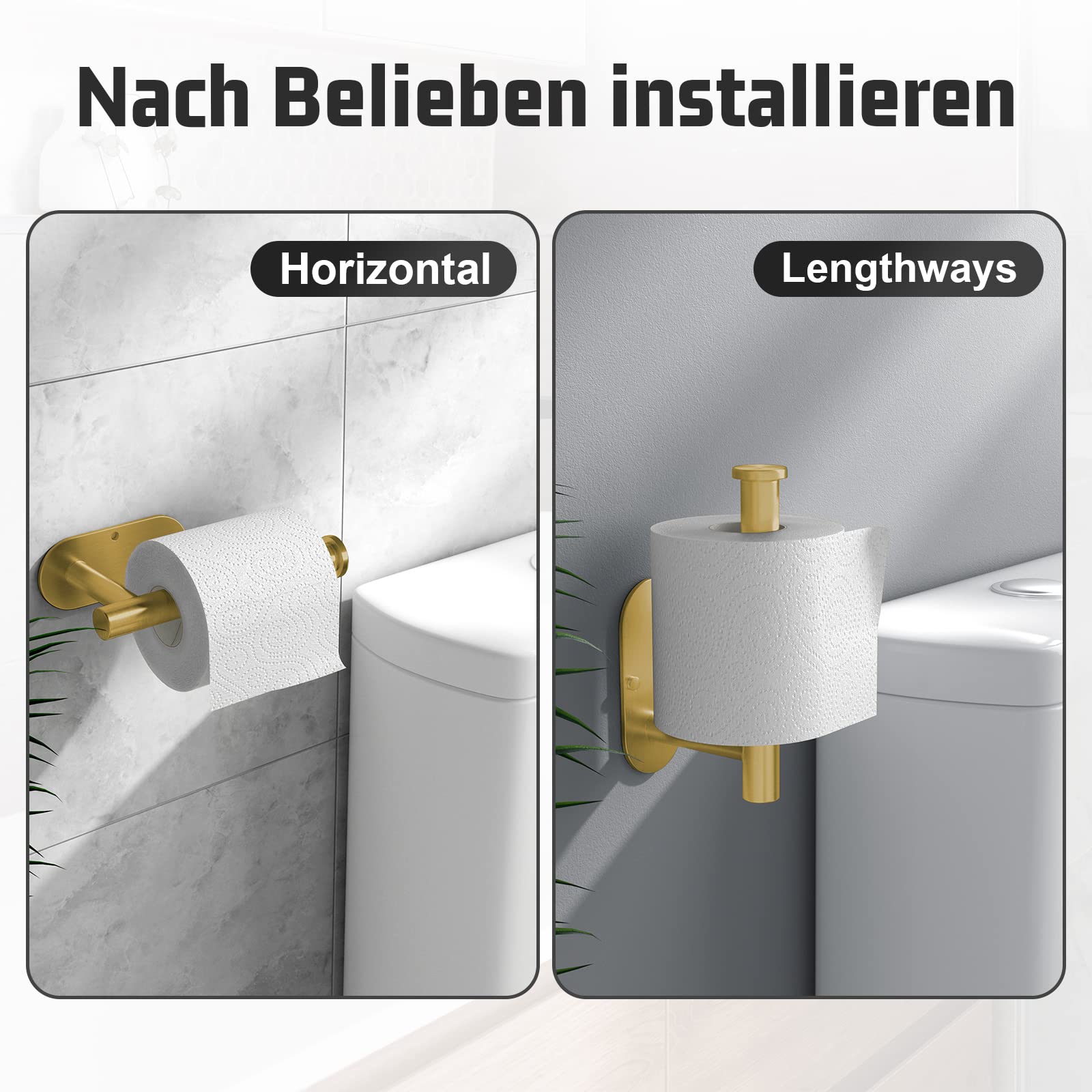 Set Bagno Inox Nero Porta Carta Igienica Senza Foratura In Acciaio Inox