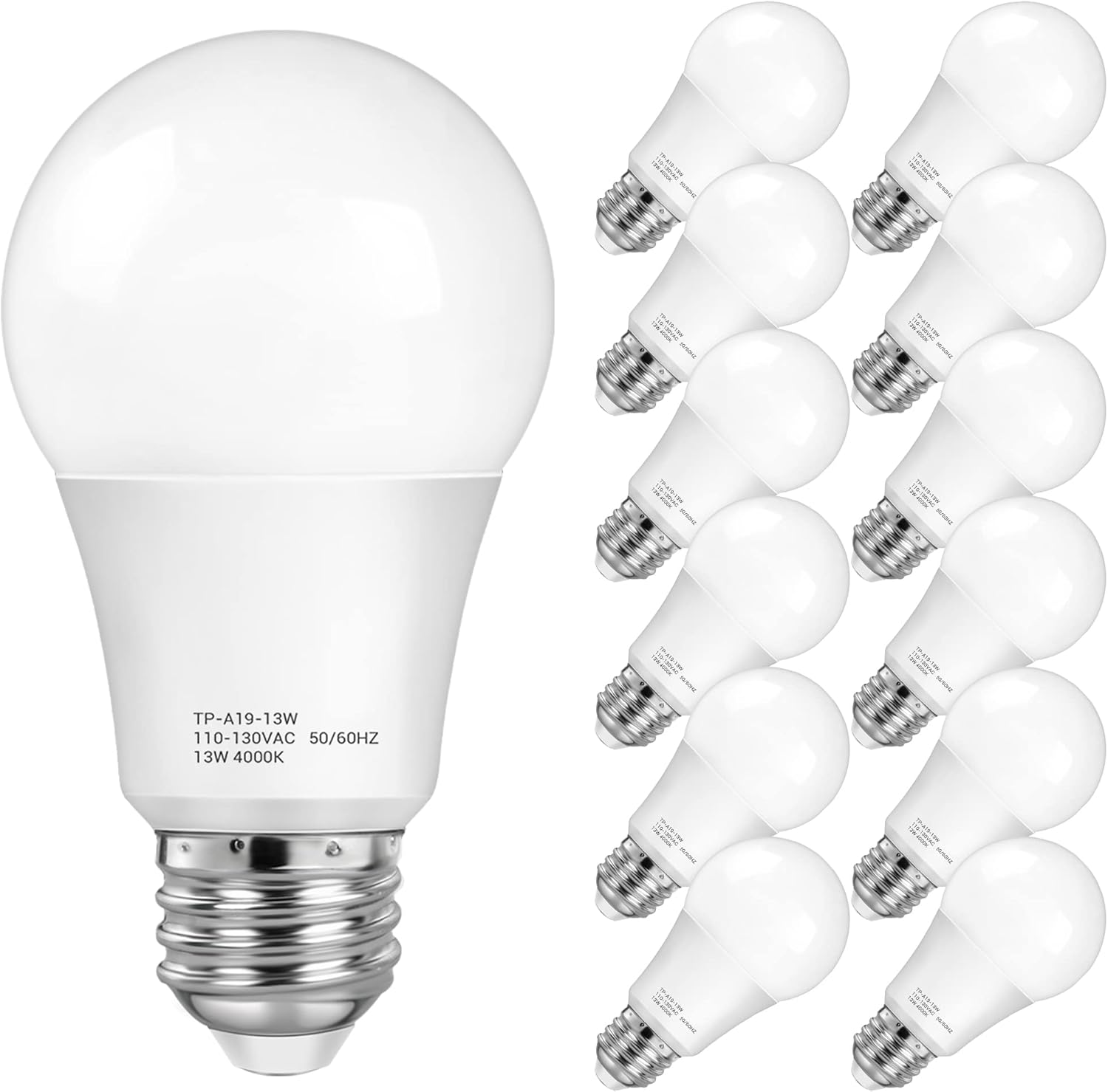 MAXvolador A19 LED Light Bulb,100 Watt Equivalent,6000K Daylight Deluxe LED Bulb, 1500 Lumens,E26 Base, No Dimmable,No Flicker for Living Room Office,12-Pack