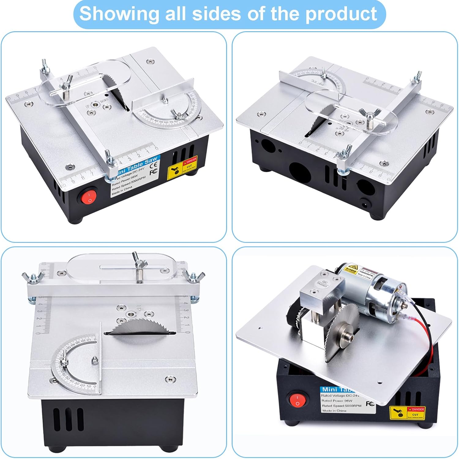 [TIMILAND] Mini Multi-Functional Table Saw S6【Cutter Speed、Angle、0-1/2inch hight Adjustable】with seven Speed Adjustable Power,Cutting&Sanding&Engraving for Crafts、Wood 、Plastic、 Acrylic