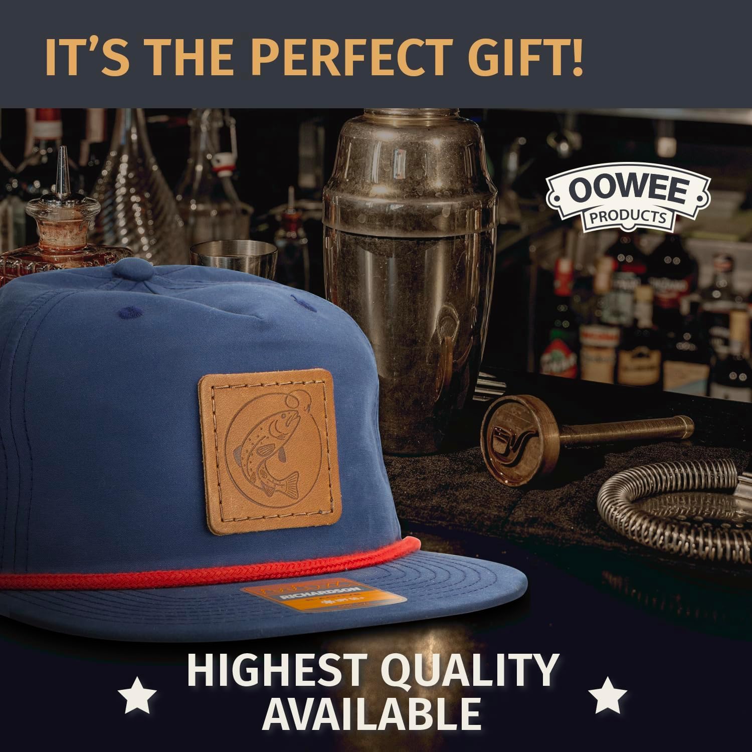 Leather Patch Hats for Men | Machine-Stitched Badge on Richardson 256 Trucker Hat, Dad Birthday Gift