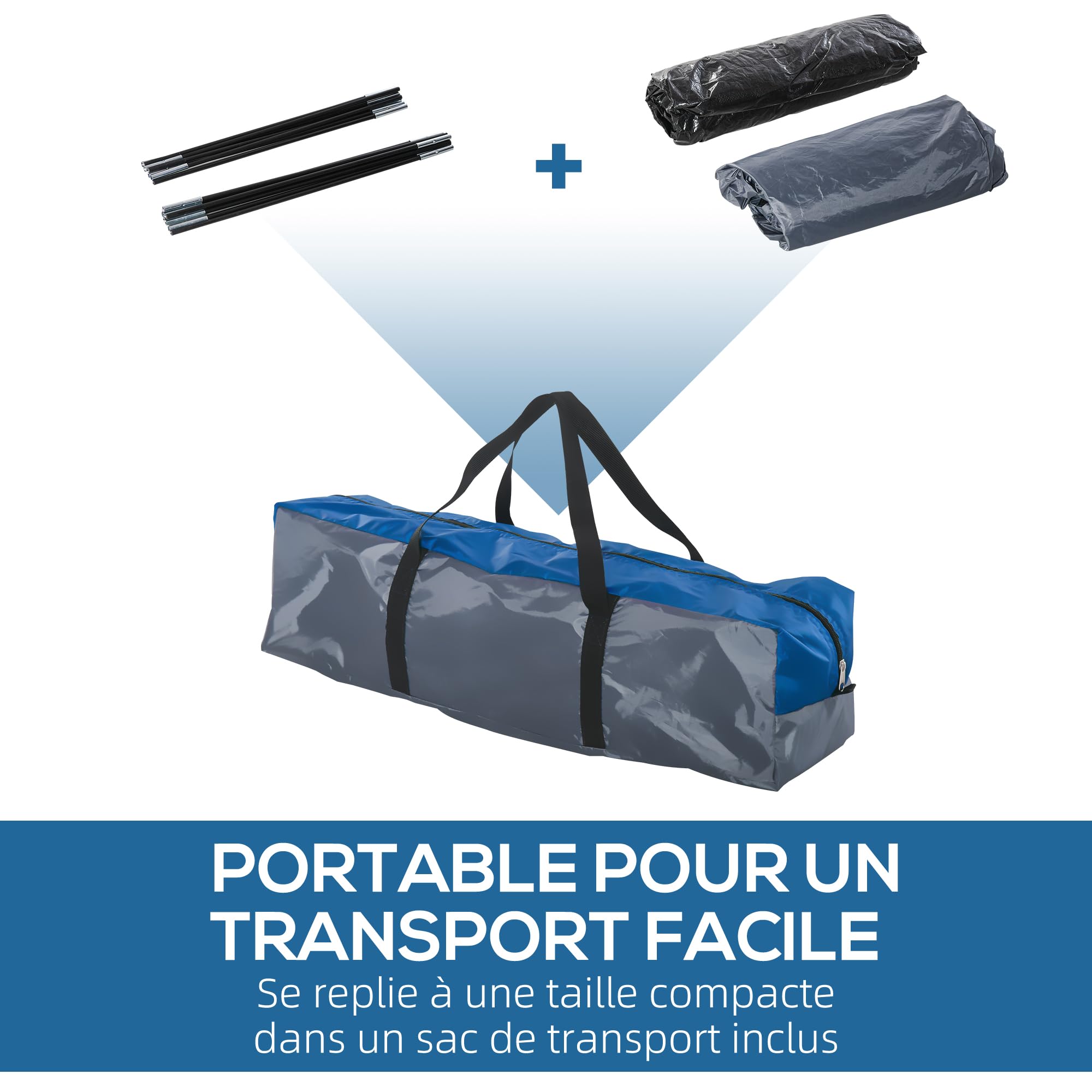 Outsunny Tente de Camping familiale 4-5 Personnes légère et étanche, dôme ventilé avec Double Portes et fenêtres, Facile à Monter, Fibre de Verre Polyester, dim. 3L x 2,50l x 1,30H m Bleu Marine