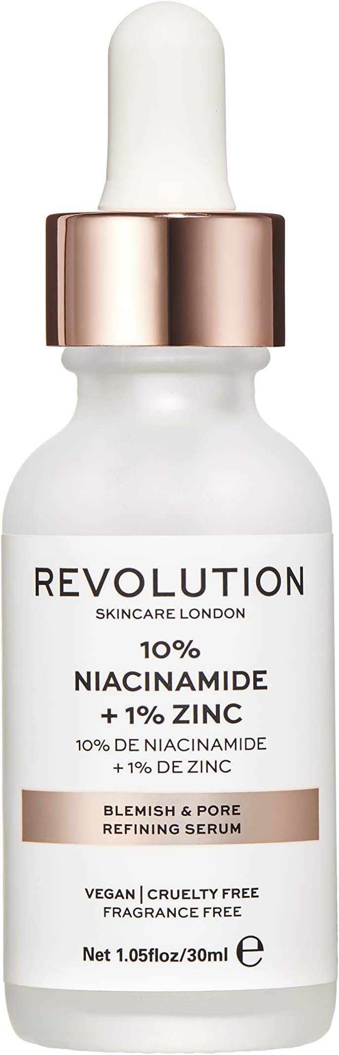 Revolution Skincare London, 10% Niacinamide + 1% Zinc Serum, Tackles Blemishes, Minimises Pore Appearance, Face Serum, 1.01 fl. Oz