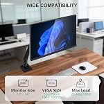 WALI Arme de moniteur unique pour écrans de 13-34 pouces (GSMP001N), Noir 12 kg, Ergonomie, Bras réglable avec rotation pivotante en Tilt, Space Sauver, VESA 75/100mm, C-Clamp/Grommet Base