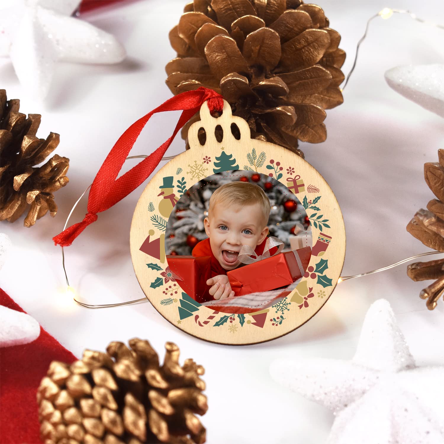 Bolas de Navidad Personalizadas de Madera con tu Foto y Nombre .Regalos navideños.Decoracion Navidad (Christmas)