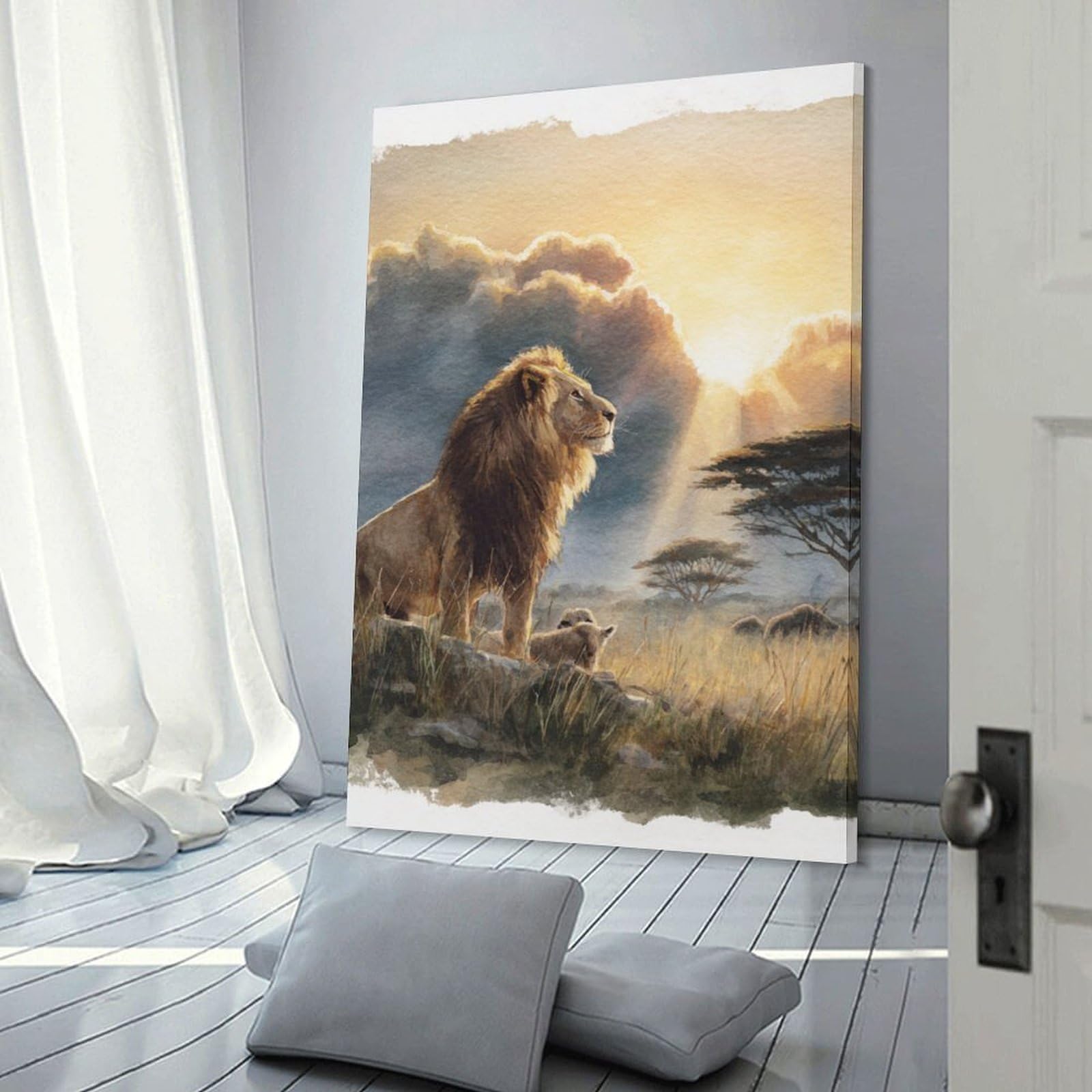 Junmoney Wild Lion Majesty Canvas Wall Art, 20x30inch(50x75cm), for Living Room, Bedroom Or Home Office, A Wall Art Gift for Fresh Interiors