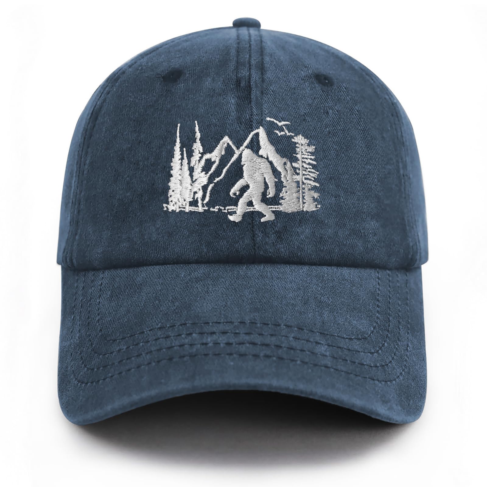 Gaakvrr Unisex Black-Mountain-Dark Blue Bigfoot Hats For Men Women, Funny Adjustable Embroidered Big Foot Sasquatch Baseball Cap, Wild Bigfoot Trucker Hat