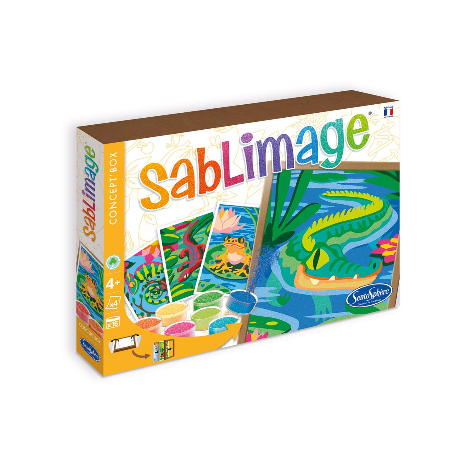 Sentosphere 3908819 Sablimage - Kit de pintura de arena para niños, diseño de reptiles y ranas, kit de manualidades creativo, juego de pintura de arena a partir de 4 años